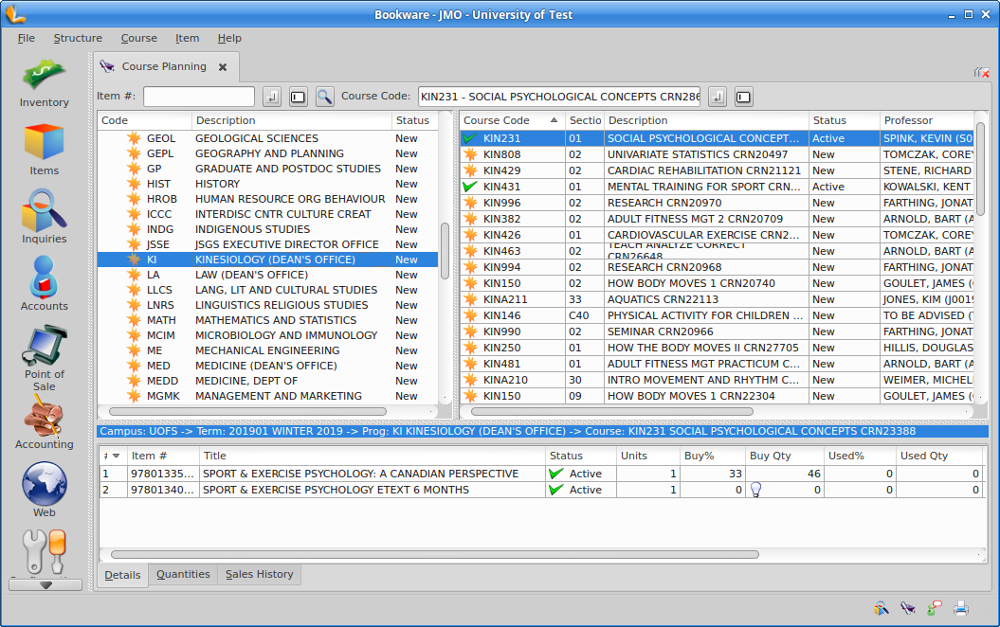 Course Planning Screen